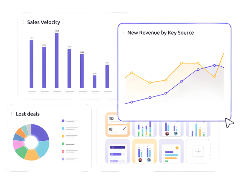 Generic CRM analytics dashboard interface without third-party CRM branding